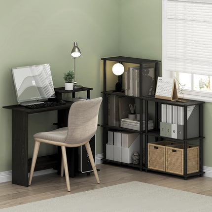 Furinno TURN-N-TUBE Storage Shelves, 4-Tier Toolless Book Shelf, Corner Shelf, Toolless Open Shelves, for Organization and Storage, Living Room, Garage, Home Office, Espresso