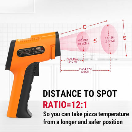 TempPro Infrared Thermometer -58°F~1022°F, Heat Temperature Gun for Cooking, Adjustable Emissivity for Pizza Oven, Griddle,Grill, HVAC, Engine, Meat Thermometer Included(Previously ThermoPro)