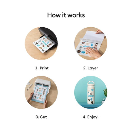 Cricut Printable Waterproof Sticker Set, White, 8.5" x 11" (20)
