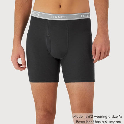 Hanes Men's Boxer Briefs, Cool Dri Moisture-Wicking Underwear, Cotton No-Ride, Multi-Packs Available, 6-Pack Black/Gray, 3XL (Pack of 6)