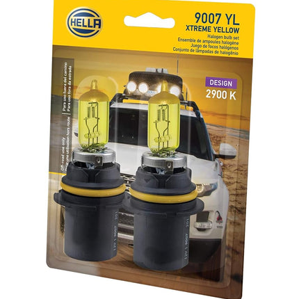 HELLA 9007 YL Twin Blister Xtreme Yellow Bulb (12V 65/55W), 2 Pack