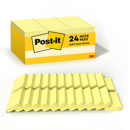 Post-it Notes Value Pack, 1-1/2 x 2-Inches, Canary Yellow, 24-Pads/Pack