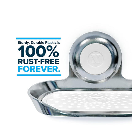 SlipX Solutions Strong Hold Suction Cup Soap Dish for Shower, Chrome