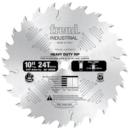 Freud 10 In. 24 Tooth Heavy Duty Rip Blade with 5/