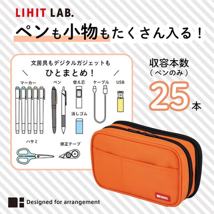 LIHIT LAB Large Capacity Double Zipper Pencil Case For School Office College, Big Capacity 6 Compartments Pencil Bag Holder Adults Teen Boys Girls, Travel Cosmetics Storage, Indigo (A7555-11)