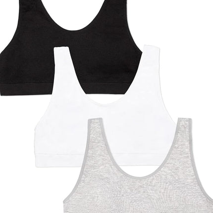 Sujetador deportivo elástico sin costuras Fruit of the Loom para niñas, gris jaspeado/blanco/negro, pequeño