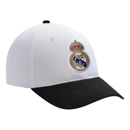 Icon Sports Officially Licensed Real Madrid Adjustable Dad Cap – White & Black Cotton Hat with Buckle for Men & Women