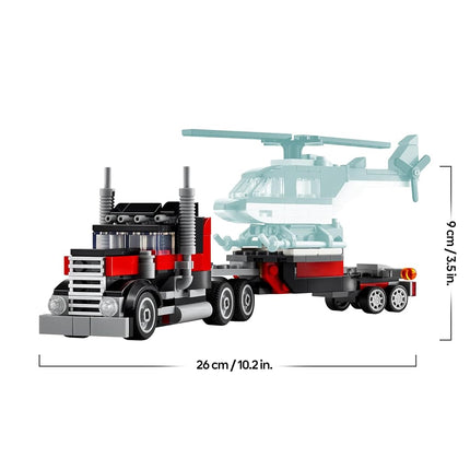 LEGO Creator 3in1 Flatbed Truck with Helicopter Toy to Propeller Plane and Fuel Lorry to Hot Rod and SUV Car Toys for 7 Plus Year Old Boys, Girls and Kids who Love Cool Vehicles, Gift Idea 31146