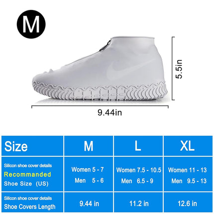 Shiwely Waterproof Shoe Covers, Silicone Reusable Shoe Cover Non-slip Durable Zipper Elastic Rain Cover Protection for Men Women (M (Women 5.5-7.5, Men 5-6.5), Grey)