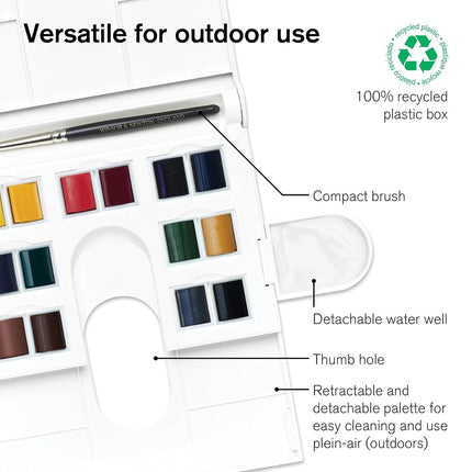 Winsor & Newton Professional Water Colour Lightweight Metal Box, 24 Half Pans