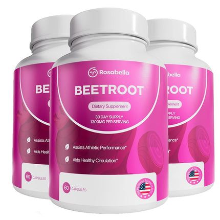 Rosabella Organic Beet Root Capsules - 1300mg Beet