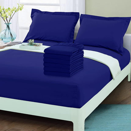 Elegant Comfort 6-Pack Fitted Bottom Sheets 1500 Thread Count Premium Hotel Quality, Deep Pocket, Wrinkle-Free, Stain and Fade Resistant-Side Pockets for Storage, 6PACK Fitted-Twin/Twin XL, Royal Blue