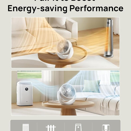 Dreo Desk Fan for Bedroom, 11 Inch Table Fans, 60ft Strong Airflow, 120° Vertical Manual, 3 Speeds, 28dB Quiet Air Circulator Fan，White