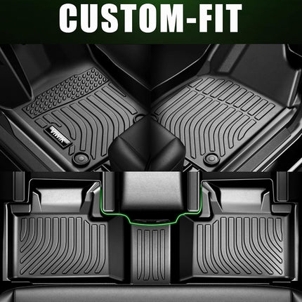 VIWIK Floor Mats for 2016-2021 Sorento 7 Seat All Weather Protection Custom Full Set Liners Include 1st and 2nd Row Front & Rear Black Car Liners