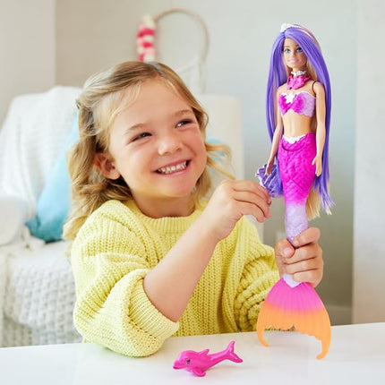 Barbie Mermaid Doll, Malibu with Pink Hair and Pet Dolphin