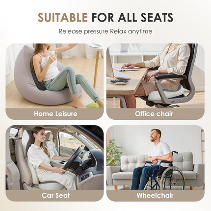 FLORICH Car Seat Cushion & Lumbar Support Pillow & Car Neck Pillow for Driver Car Office Chair, Ergonomic Memory Foam Car Cushion & Back Support Pillow for Sciatica Pain Relief - Black