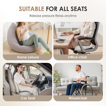 FLORICH Car Seat Cushion & Lumbar Support Pillow & Car Neck Pillow Ergonomic and 100% Memory Foam, Upgraded Larger and Breathable Car Seat Cushion & Back Support Pillow - Gray