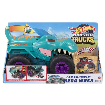 Hot Wheels Monster Trucks Car Chompin' Mega-Wrex Giant Vehicle & Car