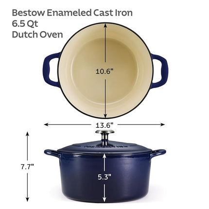 Tramontina Covered Round Dutch Oven Enameled Cast Iron 6.5-Quart Gradated Cobalt, 80131/076DS
