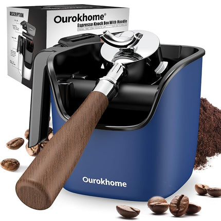 Ourokhome Espresso Knock Box with Lid, Compact Cof