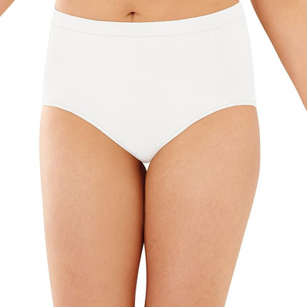 Bali Women's Comfort Revolution Seamless Underwear Brief Pack, Panties, Microfiber Stretch Underwear for Women, 3-Pack, White/White/White, 9
