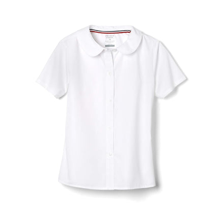 French Toast Girls' Short Sleeve Peter Pan Collar Blouse (Standard & Plus), White, 12.5P