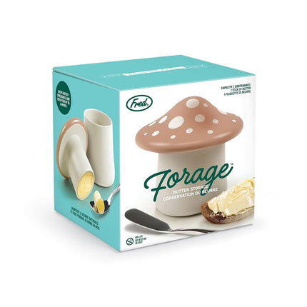 Genuine Fred Butter Storage, Mushroom Shaped, Ceramic, Pink and White