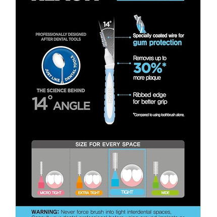 Reach Interdental Brush Cleaners, 1mm, Tight, Sensitive Gum Protection, Plaque Remover for Teeth, Braces Flossers, Braces Brush, Dental Toothbrushes, Oral Care, 1 Pack, 10 Count