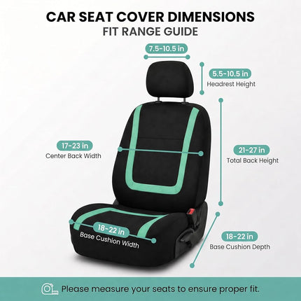 FH Group Car Seat Covers Front Set in Cloth - Car Seat Covers for Low Back Car Seats with Removable Headrest, Universal Fit, Automotive Seat Covers, Washable Car Seat Cover for SUV, Sedan, Van Mint
