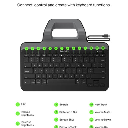 Belkin Wired Keyboard Stand for Apple iPad - Compatible With iPad Pro, Mini & Air Models w/Lightning Port - Full Size Keycaps