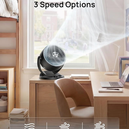 DREO Fan for Bedroom, 12 Inches, 70ft Powerful Airflow, 25db Quiet Table Air Circulator Fans for Whole Room, 120° Adjustable Tilt Desk Fan, 3 Speeds, Desktop Fan for Home, Office, Kitchen, RV