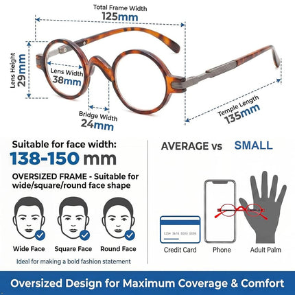 Eyekepper Readers Spring Temple Vintage Mini Small Oval Round Reading Glasses Tortoise +2.0