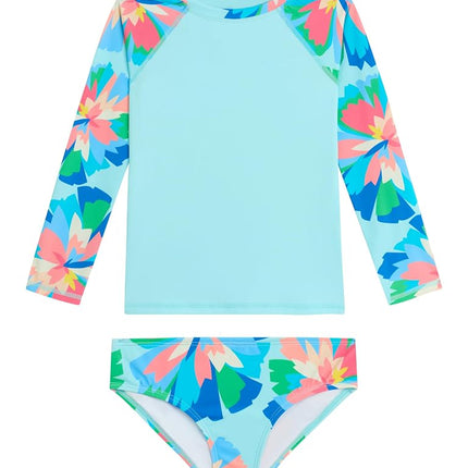 Ensemble de natation 2 pièces Kanu Surf à manches longues anti-UV UPF 50 pour filles, Kiana Blue, 12 ans