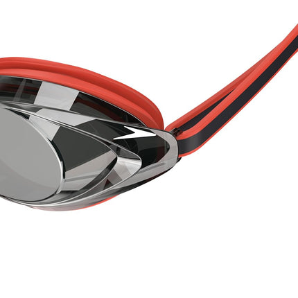 Speedo Vanquisher 2.0 Mirrored Anti-Fog Swim Swimming Competition Goggle, Red