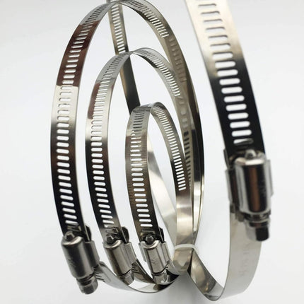 EesTeck 5" Adjustable 304 Stainless Steel Duct Clamps Hose Clamp Pipe Clamp Air Ducting Clamp worm drive hose clamps (4Pcs, 118mm-140mm)