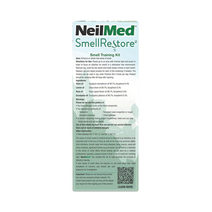 NeilMed Smell Restore - All Natural Smell Training Kit with 4 Separate Essential Oil Inhalers. Eucalyptus, Rose, Lemon and Clove
