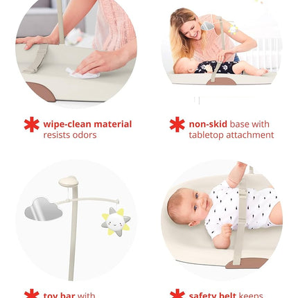 Skip Hop Oat Contoured Wipe-Clean Changing Pad with Tuck-Away Toy Bar