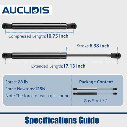 C16-02622 GSNI-5200-30 17 inch 28lb/125N Gas Strut Shock Spring Lift Support for Leer Camper Shell Truck Topper Cap Canopy Door Window Toolbox Snugtop Replacement Parts, C1615041 C1615070, Set of 2