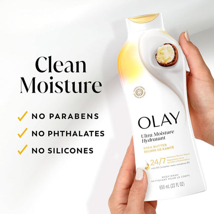 Olay Ultra Rich Moisture Body Wash with Shea Butter, 22oz (Pack of 4)