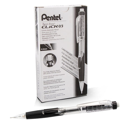 Pentel Twist Erase Click Mechanical Pencil 0.5 mm (Pack of 12 Black