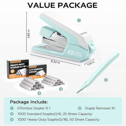 Marsrock Heavy Duty Stapler for Desk with 40-50 Sheet, 2000 Staples, Green