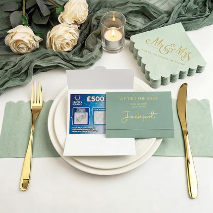 Zhanmai 100 Pcs Lottery Ticket Envelopes for Wedding Favors, Sage Green