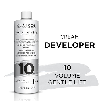 Pure White 10 Volume Creme Developer by Clairol for Unisex - 16 oz Lightener