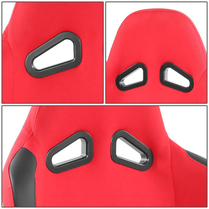DNA MOTORING Asientos de competición universales de respaldo fijo con deslizadores de montaje inferior, 21.5" An. X 22" Pr. X 36" Al., Rojo/Negro, RS-JBR-008-RD