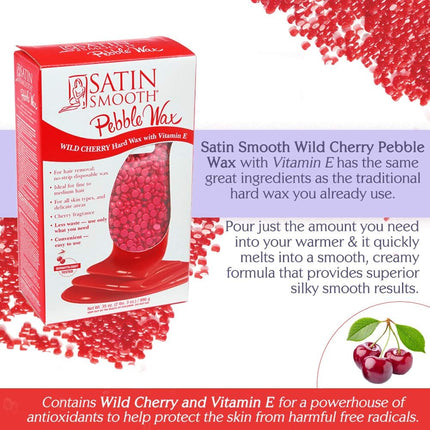 Cera Satin Smooth Wild Cherry Pebble con vitamina E para mujeres 35 oz
