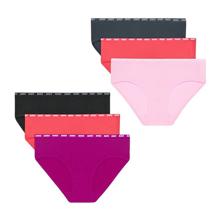 Culottes Hanes Big Moves pour filles, extensibles et respirantes, X-Temp, anti-humidité, lot de 6, rose/noir/gris, rose/noir/gris, 16