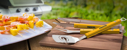 YouTheFan NFL Green Bay Packers Spirit Series 3-Piece BBQ Set, Stainless Steel, 22" x 9"