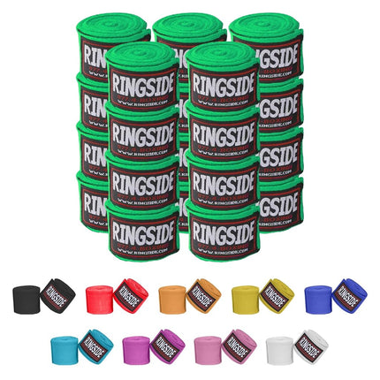 Ringside Mexican Style Boxing Hand Wraps, Neon Green, 180" (10 Pairs Pack)