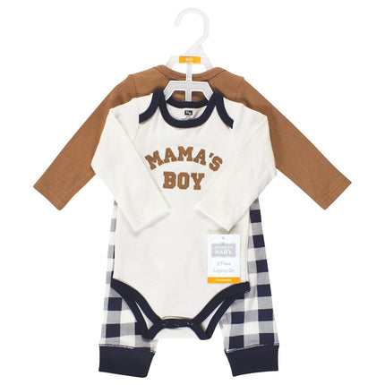 Hudson Baby Unisex Baby Bodysuits y Pantalones de Manga Larga, Mamas Boy de Manga Larga Azul Marino Marrón, 18-24 Meses, Mamas Boy de Manga Larga Azul Marino Marrón, 18-24 Meses