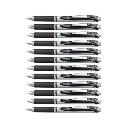 Pentel EnerGel RTX Retractable Liquid Gel Pen, Extra Fine Line, Needle Tip, Black Ink,12 pack (BLN73-A)